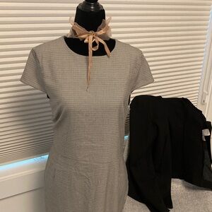 H&M Black & Tan Tailored Checked Midi Dress